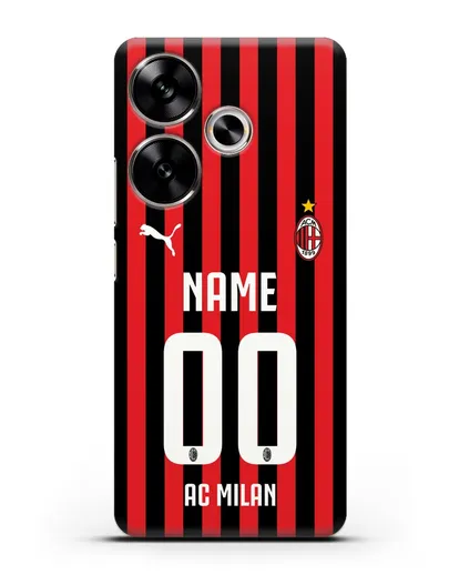 Именной чехол ФК Милан с фамилией и номером силиконовый для Xiaomi Poco F6