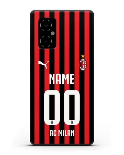 Именной чехол ФК Милан с фамилией и номером силиконовый для Xiaomi Poco M4 5G