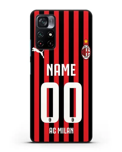 Именной чехол ФК Милан с фамилией и номером силиконовый для Xiaomi Poco M4 Pro 5G
