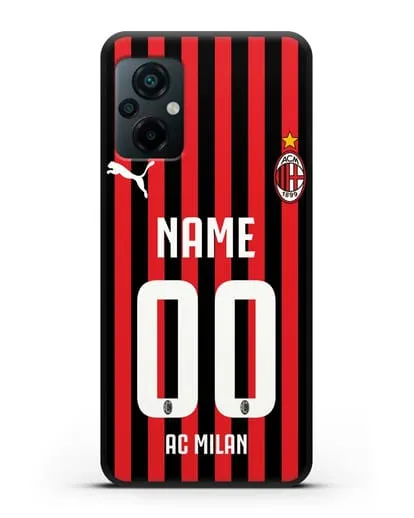 Именной чехол ФК Милан с фамилией и номером силиконовый для Xiaomi Poco M5