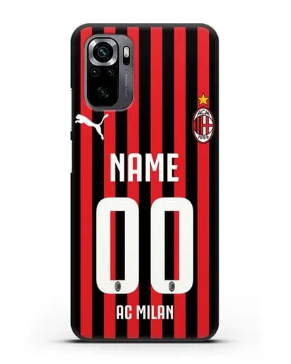 Именной чехол ФК Милан с фамилией и номером силиконовый для Xiaomi Poco M5s