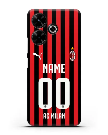 Именной чехол ФК Милан с фамилией и номером силиконовый для Xiaomi Poco M6