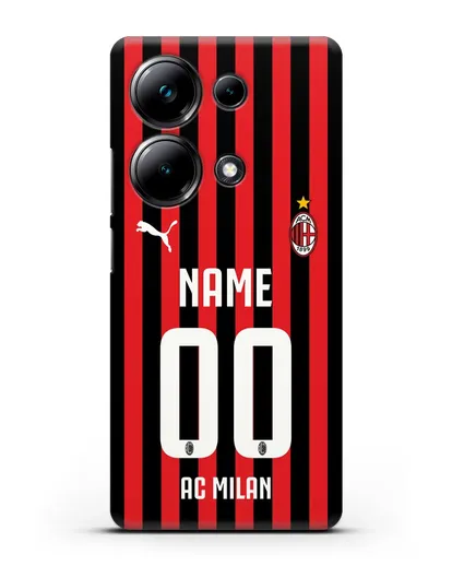 Именной чехол ФК Милан с фамилией и номером силиконовый для Xiaomi Poco M6 Pro