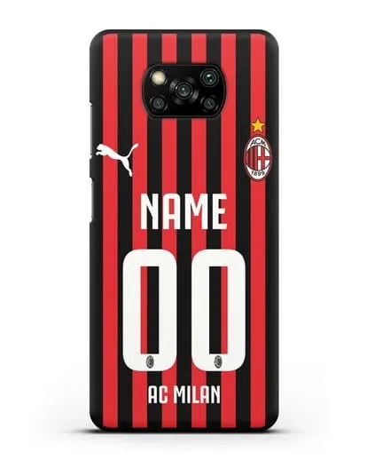 Именной чехол ФК Милан с фамилией и номером силиконовый для Xiaomi Poco X3