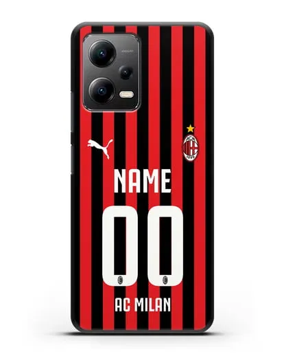 Именной чехол ФК Милан с фамилией и номером силиконовый для Xiaomi Poco X5