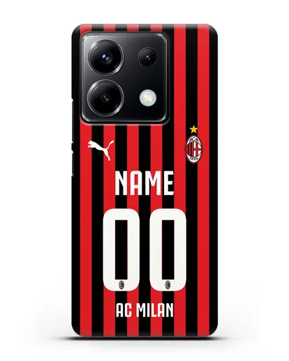 Именной чехол ФК Милан с фамилией и номером силиконовый для Xiaomi Poco X6