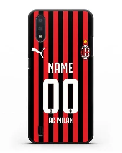 Именной чехол ФК Милан с фамилией и номером силиконовый для Samsung Galaxy A01 [SM-A015F]