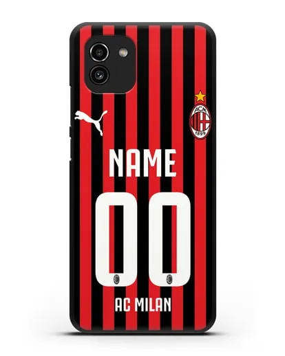 Именной чехол ФК Милан с фамилией и номером силиконовый для Samsung Galaxy A03 [SM-A035]