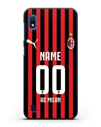 Именной чехол ФК Милан с фамилией и номером силиконовый для Samsung Galaxy A10 [SM-A105F]