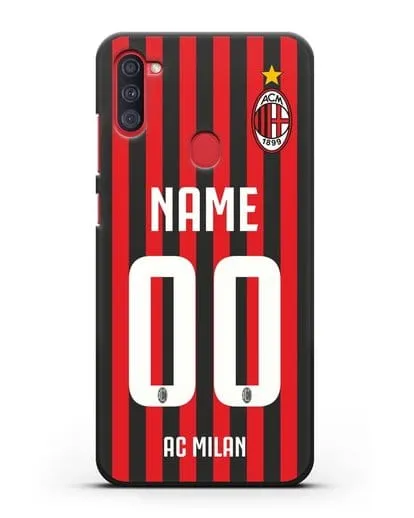 Именной чехол ФК Милан с фамилией и номером силиконовый для Samsung Galaxy A11 [SM-A115F]
