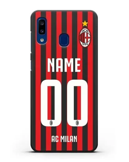 Именной чехол ФК Милан с фамилией и номером силиконовый для Samsung Galaxy A20 [SM-A205FN]