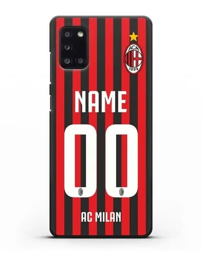 Именной чехол ФК Милан с фамилией и номером силиконовый для Samsung Galaxy A31 [SM-A315F]