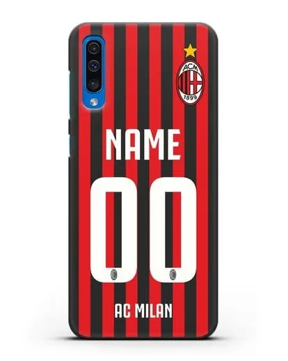 Именной чехол ФК Милан с фамилией и номером силиконовый для Samsung Galaxy A50