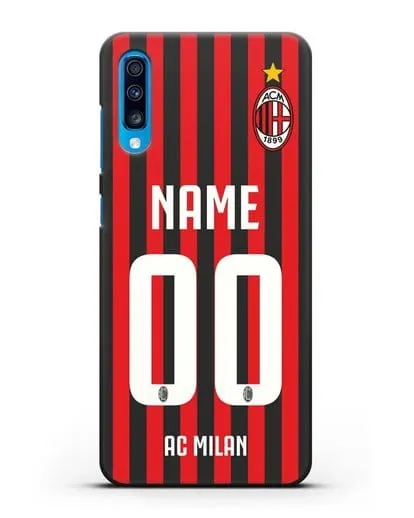 Именной чехол ФК Милан с фамилией и номером силиконовый для Samsung Galaxy A70 [SM-A705F]