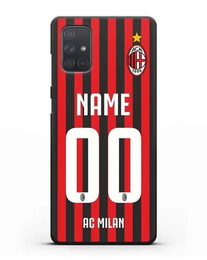 Именной чехол ФК Милан с фамилией и номером силиконовый для Samsung Galaxy A71 [SM-A715F]
