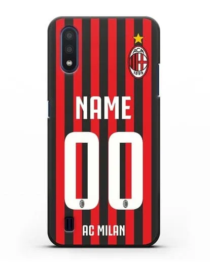 Именной чехол ФК Милан с фамилией и номером силиконовый для Samsung Galaxy M01 [SM-M015F]