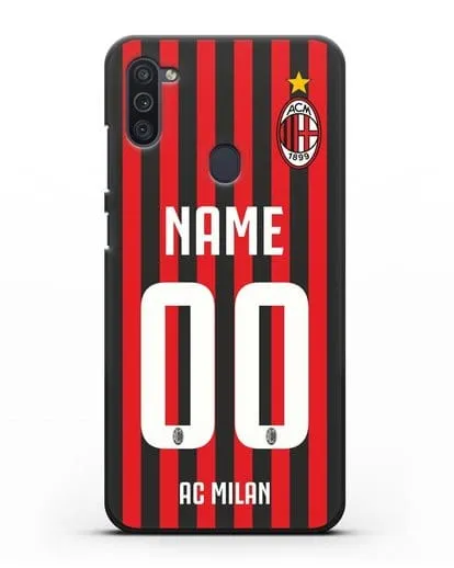 Именной чехол ФК Милан с фамилией и номером силиконовый для Samsung Galaxy M11 [SM-M115F]