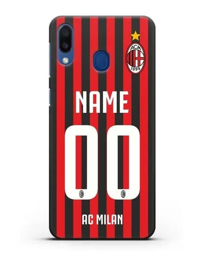 Именной чехол ФК Милан с фамилией и номером силиконовый для Samsung Galaxy M20 [SM-M205F]