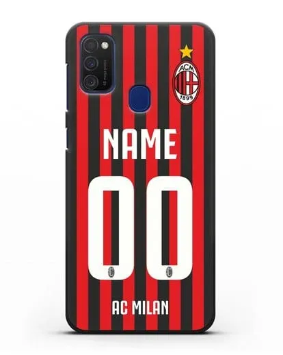 Именной чехол ФК Милан с фамилией и номером силиконовый для Samsung Galaxy M21 [SM-M215F]