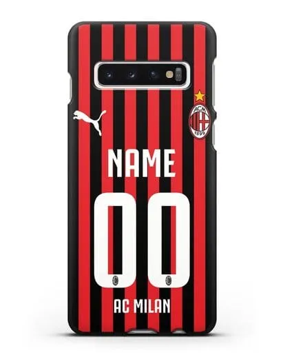 Именной чехол ФК Милан с фамилией и номером силиконовый для Samsung Galaxy S10 Plus [SM-G975F]