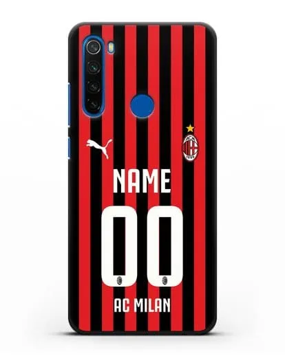 Именной чехол ФК Милан с фамилией и номером силиконовый для Xiaomi Redmi Note 8