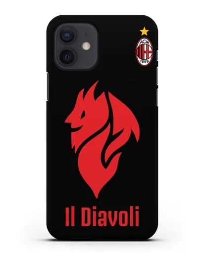Чехол с символикой ФК Милан и надписью IL DIAVOLI силиконовый для iPhone 12