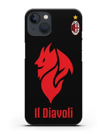 Чехол с символикой ФК Милан и надписью IL DIAVOLI силиконовый для iPhone 13