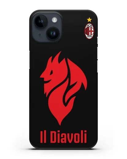 Чехол с символикой ФК Милан и надписью IL DIAVOLI силиконовый для iPhone 14