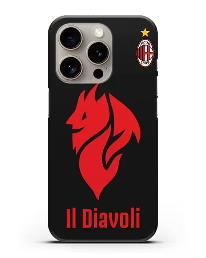 Чехол с символикой ФК Милан и надписью IL DIAVOLI силиконовый для iPhone 15 Pro
