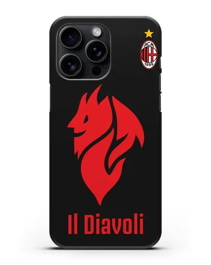 Чехол с символикой ФК Милан и надписью IL DIAVOLI силиконовый для iPhone 15 Pro Max