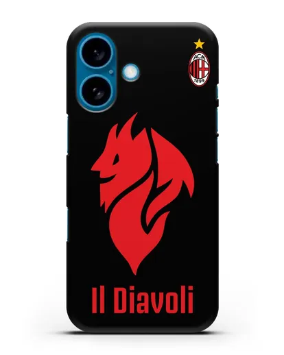 Чехол с символикой ФК Милан и надписью IL DIAVOLI силиконовый для iPhone 16