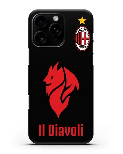 Чехол с символикой ФК Милан и надписью IL DIAVOLI силиконовый для iPhone 16 Pro Max