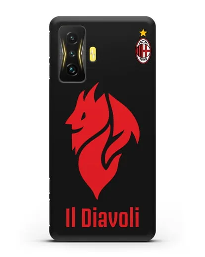 Чехол с символикой ФК Милан и надписью IL DIAVOLI силиконовый для Xiaomi Poco F4 GT