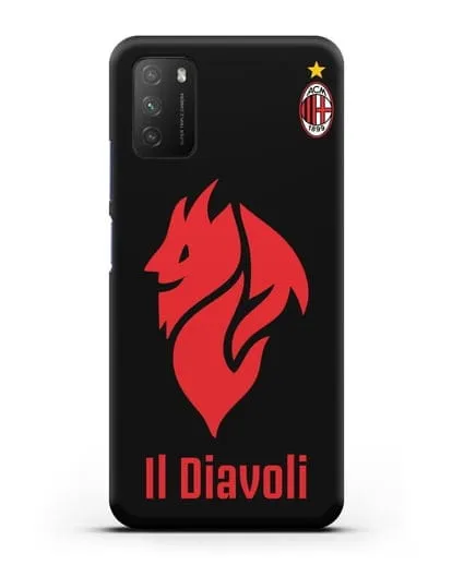 Чехол с символикой ФК Милан и надписью IL DIAVOLI силиконовый для Xiaomi Poco M3