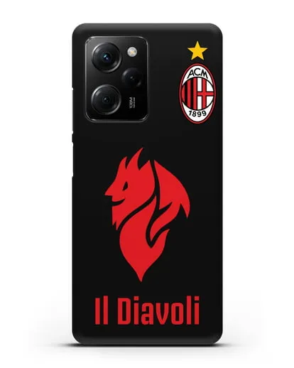Чехол с символикой ФК Милан и надписью IL DIAVOLI силиконовый для Xiaomi Poco X5 Pro