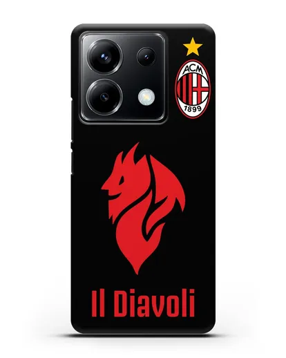 Чехол с символикой ФК Милан и надписью IL DIAVOLI силиконовый для Xiaomi Poco X6