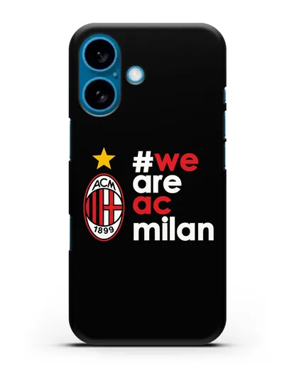 Чехол с логотипом ФК Милан и надписью #WE ARE AC MILAN силиконовый для iPhone 16
