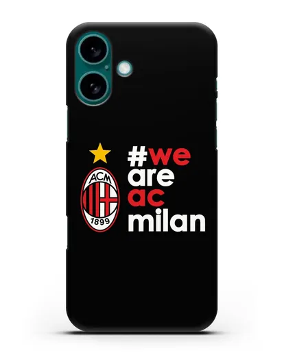 Чехол с логотипом ФК Милан и надписью #WE ARE AC MILAN силиконовый для iPhone 16 Plus