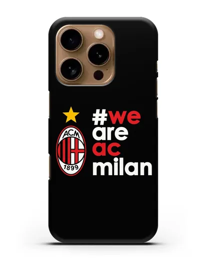 Чехол с логотипом ФК Милан и надписью #WE ARE AC MILAN силиконовый для iPhone 16 Pro