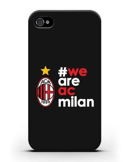 Чехол с логотипом ФК Милан и надписью #WE ARE AC MILAN силиконовый для iPhone 4/4s
