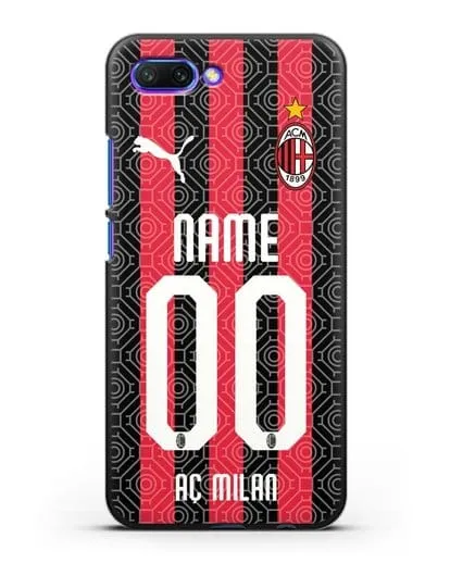 Именной чехол ФК Милан с фамилией и номером (сезон 2020-2021) домашняя форма силиконовый для Honor 10