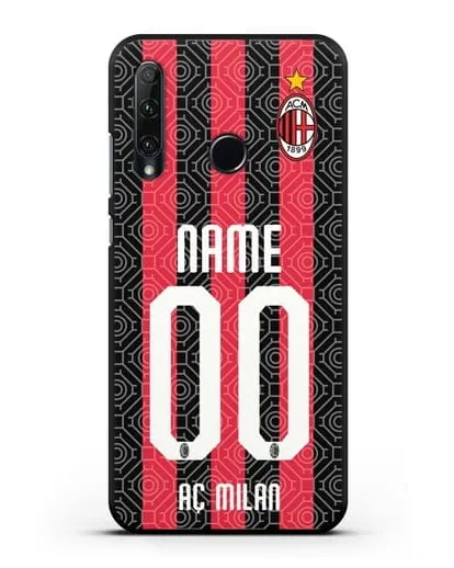 Именной чехол ФК Милан с фамилией и номером (сезон 2020-2021) домашняя форма силиконовый для Honor 20e