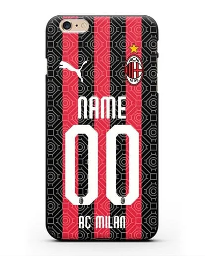 Именной чехол ФК Милан с фамилией и номером (сезон 2020-2021) домашняя форма силиконовый для iPhone 6s Plus