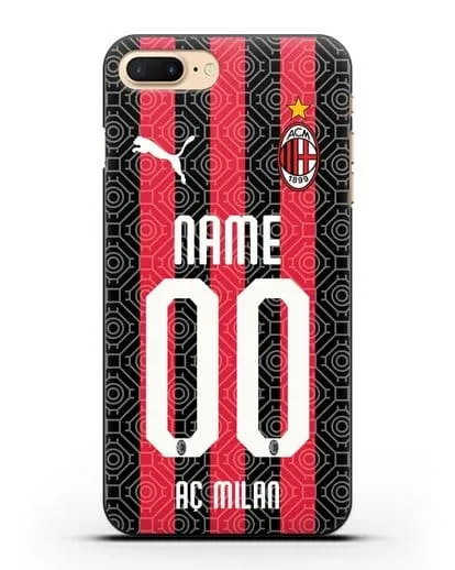 Именной чехол ФК Милан с фамилией и номером (сезон 2020-2021) домашняя форма силиконовый для iPhone 7 Plus