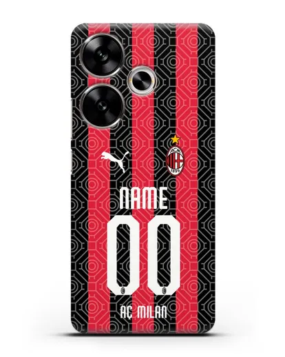 Именной чехол ФК Милан с фамилией и номером (сезон 2020-2021) домашняя форма силиконовый для Xiaomi Poco F6