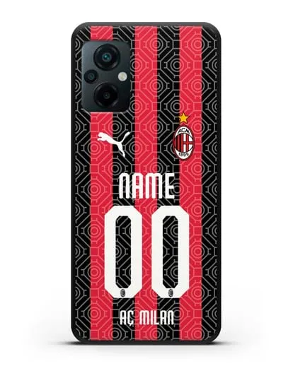 Именной чехол ФК Милан с фамилией и номером (сезон 2020-2021) домашняя форма силиконовый для Xiaomi Poco M5