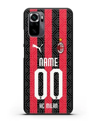 Именной чехол ФК Милан с фамилией и номером (сезон 2020-2021) домашняя форма силиконовый для Xiaomi Poco M5s