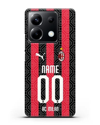 Именной чехол ФК Милан с фамилией и номером (сезон 2020-2021) домашняя форма силиконовый для Xiaomi Poco X6