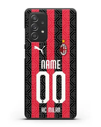 Именной чехол ФК Милан с фамилией и номером (сезон 2020-2021) домашняя форма силиконовый для Samsung Galaxy A53