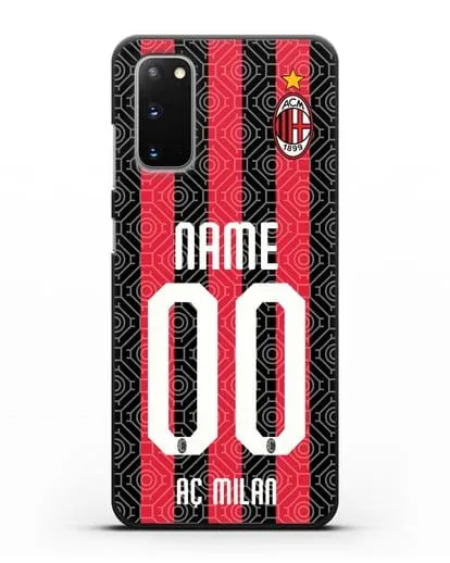 Именной чехол ФК Милан с фамилией и номером (сезон 2020-2021) домашняя форма силиконовый для Samsung Galaxy S20 [SM-G980F]